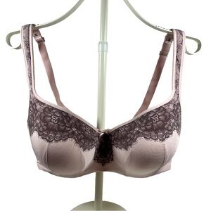 Cacique Faux Lace Trim Lightly Lined Balconette Underwire Bra, size 38G